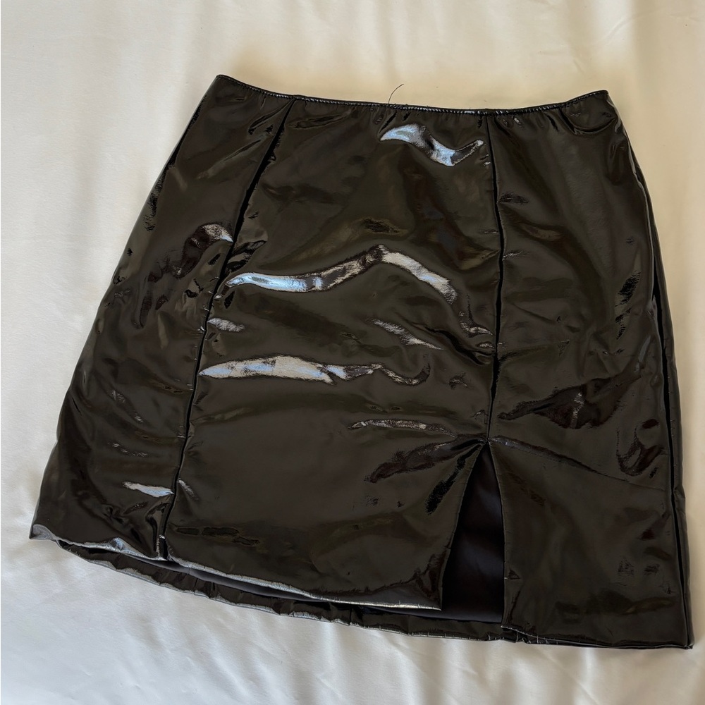 Vinyl Highsplit Micro Mini Skirt- Oh Polly